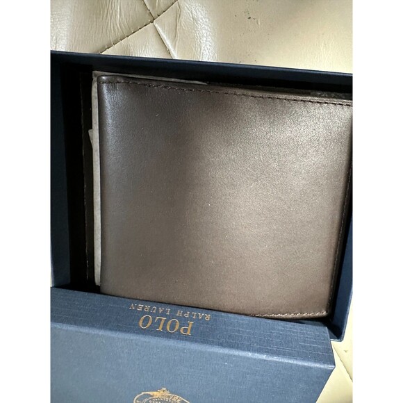 NIB POLO RALPH LAUREN Men's WALLET BIFOLD SMOOTH LEATHER BROWN - Picture 9 of 10